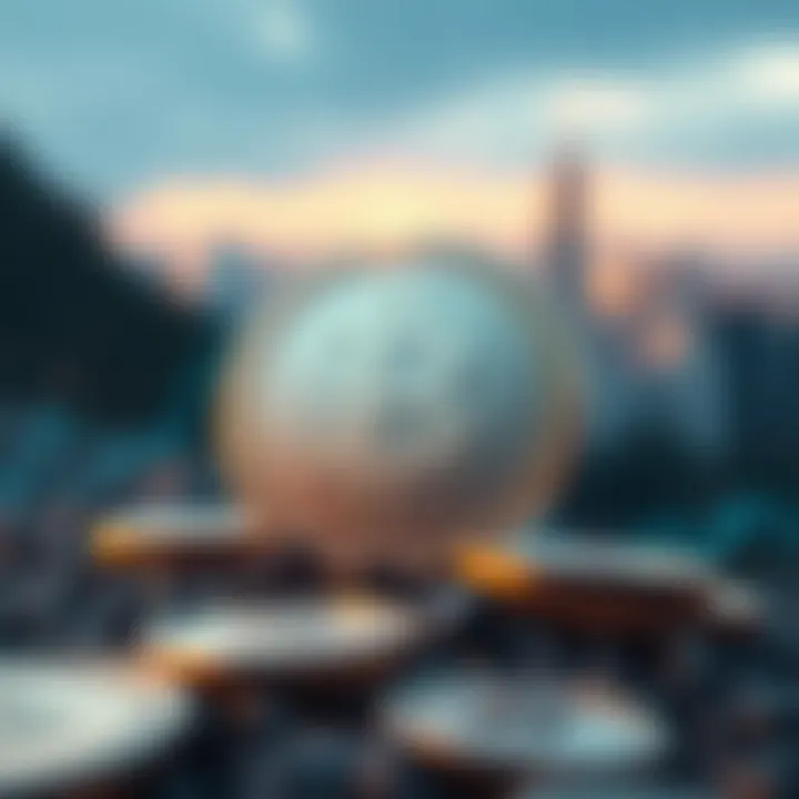 Conceptual illustration of cryptocurrency token development