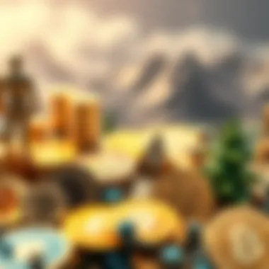 Diverse Cryptocurrency Landscape Visual representation of various cryptocurrencies