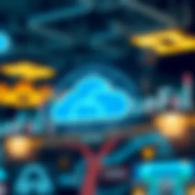 Conceptual illustration of cloud mining technology