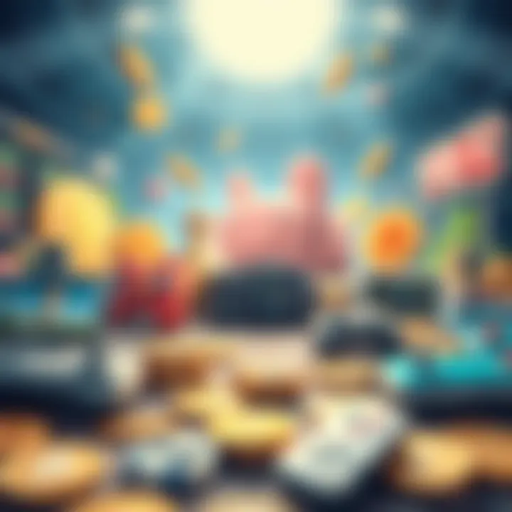 Diverse Mobile Games for Crypto Earnings An illustration showcasing various mobile games focused on earning cryptocurrency