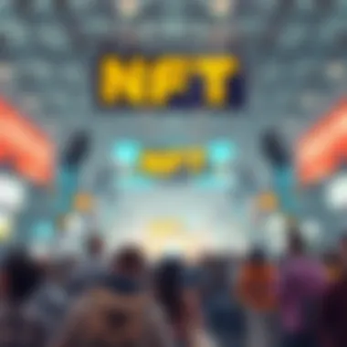 Notable NFT Sale Event An artistic depiction of a notable NFT sale event