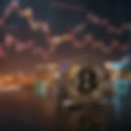 A graph depicting the correlation between stock prices and cryptocurrency values