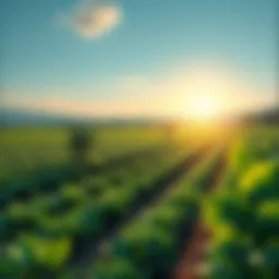 Futuristic agricultural landscape integrating technology and cryptocurrency