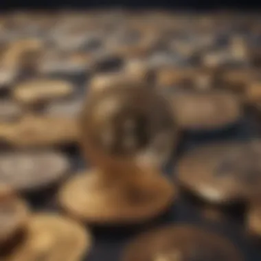 Diverse Cryptocurrencies in the Digital Space A digital representation of various cryptocurrencies