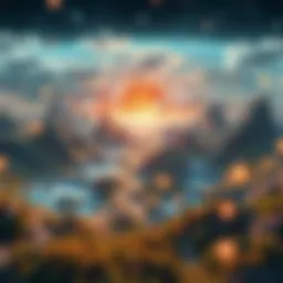 An intricate digital landscape showcasing a virtual world.
