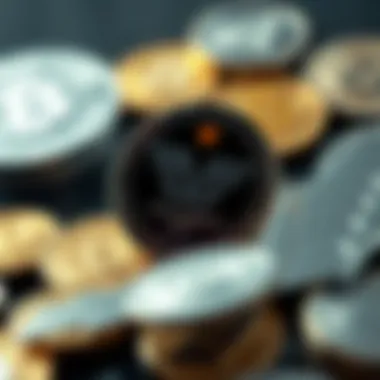 Cryptocurrency Symbols and Features An illustration of different cryptocurrencies with their symbols and features