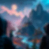 The Convergence of Gaming and Cryptocurrency in Wolfgame A digital landscape showcasing the intersection of gaming and cryptocurrency