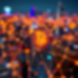 An intricate network of blockchain technology visualized