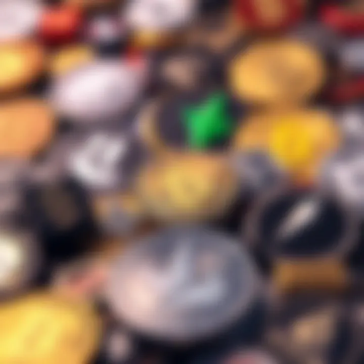 Diverse Cryptocurrency Assets A diverse array of cryptocurrency logos representing various assets