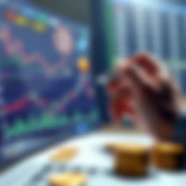 Person analyzing performance data of various coins