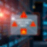 An illustration of a secure email interface with warning signs