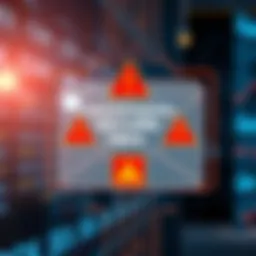 An illustration of a secure email interface with warning signs