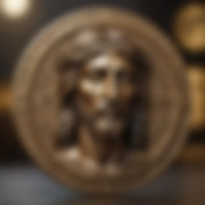 A detailed visual representation of the Jesus Christ Coin showcasing its intricate design and religious symbols