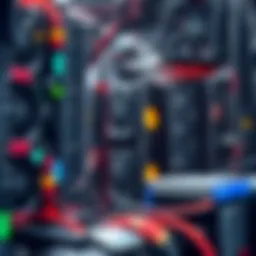 A detailed view of advanced mining rigs showcasing GPUs and cooling systems.